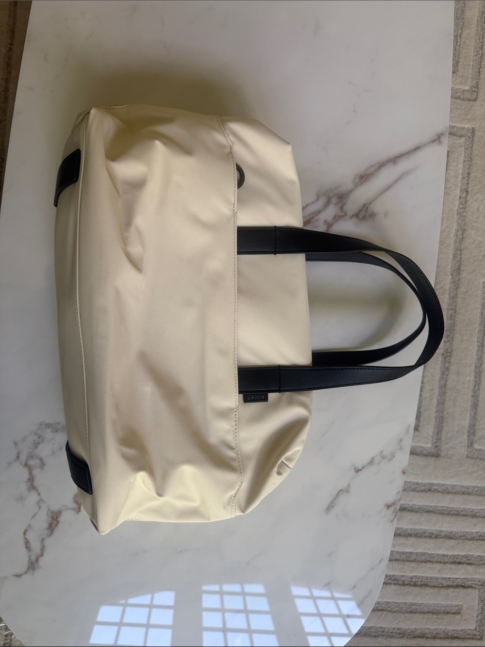 Away Women’s Cream Tote Bag with Black Handles